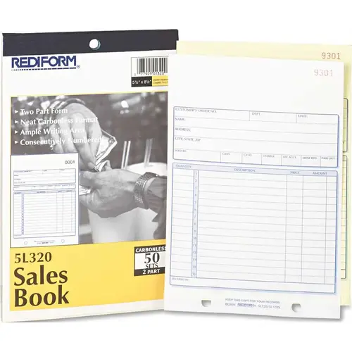 SALES BOOK, 5-1/2 X 7-7/8, CARBONLESS DUPLICATE, /BOOK