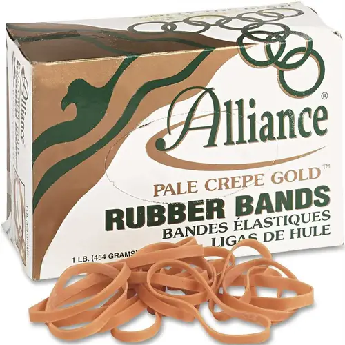 PALE CREPE GOLD RUBBER BANDS, SIZE 64, 3-1/2 X 1/4, 1LB BOX PALE CREPE GOLD RUBBER BANDS, SIZE 64, 3-1/2 X 1/4, 1LB BOX