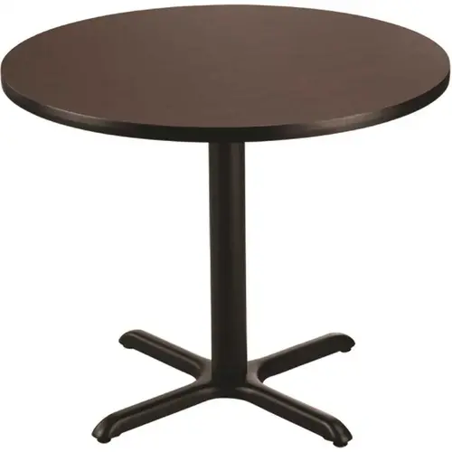 36-inch Round Composite Wood Cafe Table, 30-in Height, Mahogany Laminate Top and Black X Base 36-inch Round Composite Wood Cafe Table, 30-in Height, Mahogany Laminate Top and Black X Base