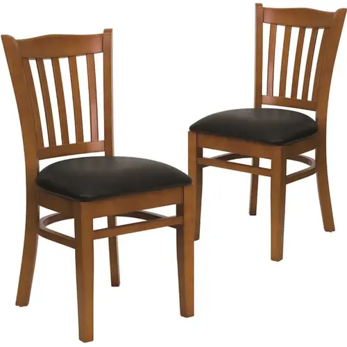Black Vinyl Seat/Cherry Wood Frame Restaurant Chairs Black Vinyl Seat/Cherry Wood Frame Restaurant Chairs