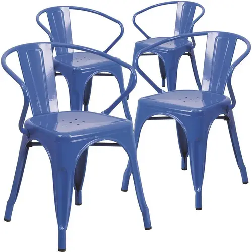 Stackable Metal Outdoor Dining Chair in Blue Stackable Metal Outdoor Dining Chair in Blue