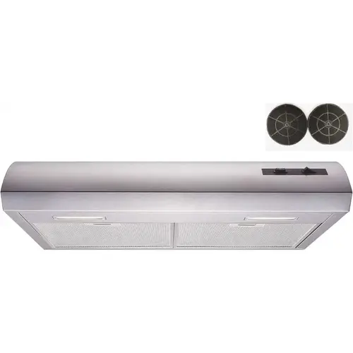 30 in. 300 CFM Convertible Under Cabinet Range Hood in Stainless Steel with Mesh Filters and Charcoal Filters