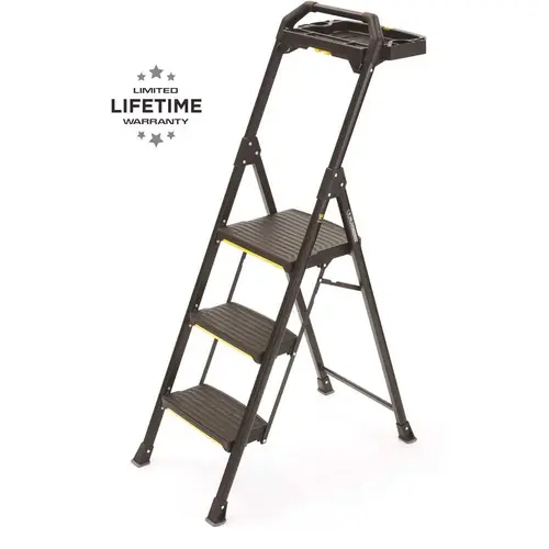 3-Step Pro-Grade Steel Step Stool Project Ladder, 300 lbs. Load Capacity Type IA Duty Rating (9ft. Reach Height) 3-Step Pro-Grade Steel Step Stool Project Ladder, 300 lbs. Load Capacity Type IA Duty Rating (9ft. Reach Height)