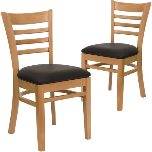 Black Vinyl Seat/Natural Wood Frame Restaurant Chairs Black Vinyl Seat/Natural Wood Frame Restaurant Chairs