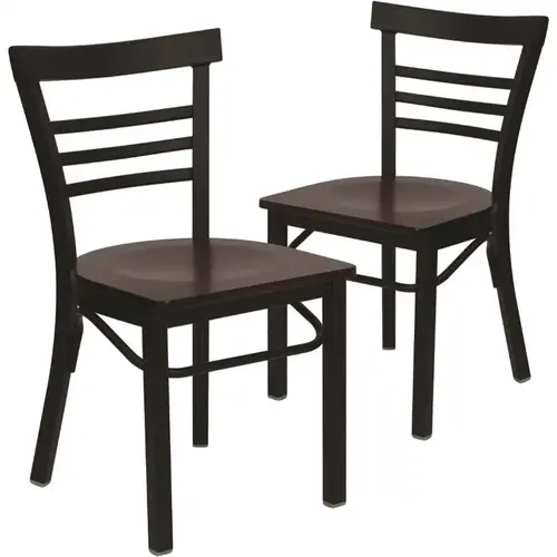 Mahogany Wood Seat/Black Metal Frame Restaurant Chairs Mahogany Wood Seat/Black Metal Frame Restaurant Chairs