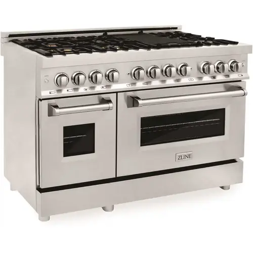 48 in. 7 Burner Double Oven Dual Fuel Range with Brass Burners in Stainless Steel 48 in. 7 Burner Double Oven Dual Fuel Range with Brass Burners in Stainless Steel