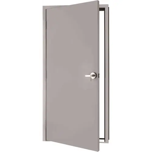 36 in. x 84 in. Fire-Rated Gray Right-Hand Flush Entrance Steel Prehung Commercial Door with Welded Frame and Hardware