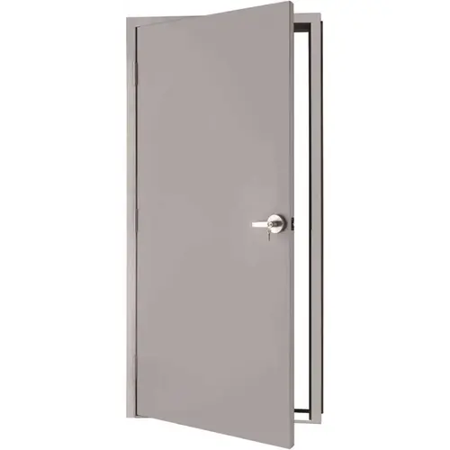 36 in. x 80 in. Fire-Rated Gray Right-Hand Flush Entrance Steel Prehung Commercial Door with Welded Frame and Hardware 36 in. x 80 in. Fire-Rated Gray Right-Hand Flush Entrance Steel Prehung Commercial Door with Welded Frame and Hardware