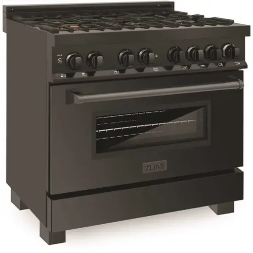 36" 4.6 cu. ft. Dual Fuel Range with Gas Stove and Electric Oven in Black Stainless Steel 36" 4.6 cu. ft. Dual Fuel Range with Gas Stove and Electric Oven in Black Stainless Steel