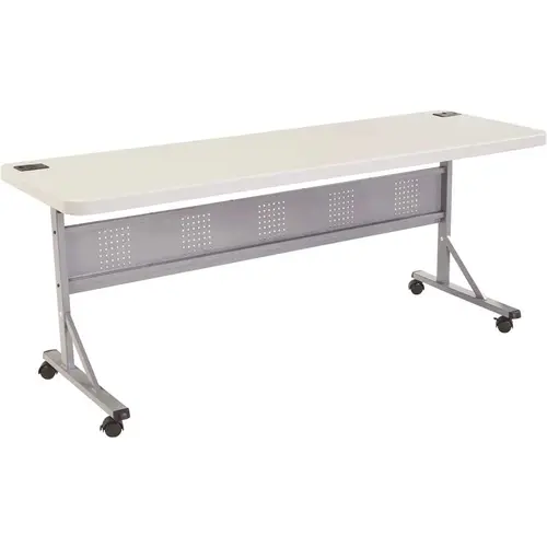 72 in. Grey Plastic Smooth Surface Folding Flip-N-Store Training Table Gray 72 in. Grey Plastic Smooth Surface Folding Flip-N-Store Training Table Gray
