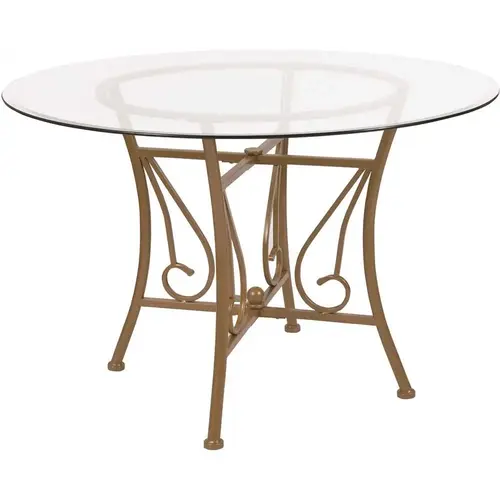 Clear Top/Matte Gold Frame Dining Table Clear Top/Matte Gold Frame Dining Table