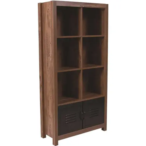 59.5 in. Crosscut Oak Wood 7-shelf Standard Bookcase with Doors 59.5 in. Crosscut Oak Wood 7-shelf Standard Bookcase with Doors