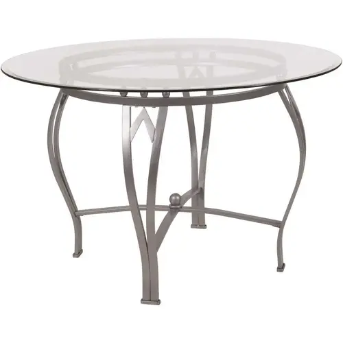 Clear Top/Silver Frame Dining Table Clear Top/Silver Frame Dining Table