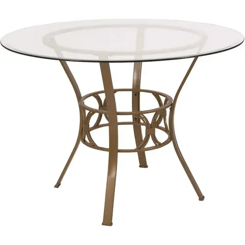 Clear Top/Matte Gold Frame Dining Table Clear Top/Matte Gold Frame Dining Table