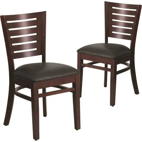 Black Vinyl Seat/Walnut Wood Frame Restaurant Chairs Black Vinyl Seat/Walnut Wood Frame Restaurant Chairs