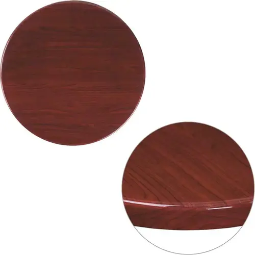 24 in. Round High-Gloss Mahogany Resin Table Top with 2 in. Thick Drop-Lip Brown 24 in. Round High-Gloss Mahogany Resin Table Top with 2 in. Thick Drop-Lip Brown