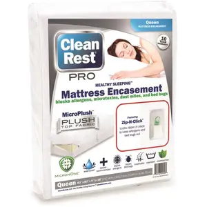 Cleanrest 845168009560 Pro Encasement Polyester Queen Mattress Cover (Retail) White