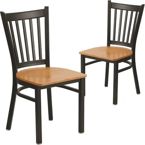 Natural Wood Seat/Black Metal Frame Restaurant Chairs Natural Wood Seat/Black Metal Frame Restaurant Chairs
