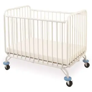 LA Baby CS-882 Deluxe Holiday Mini/Portable White Folding Metal Crib