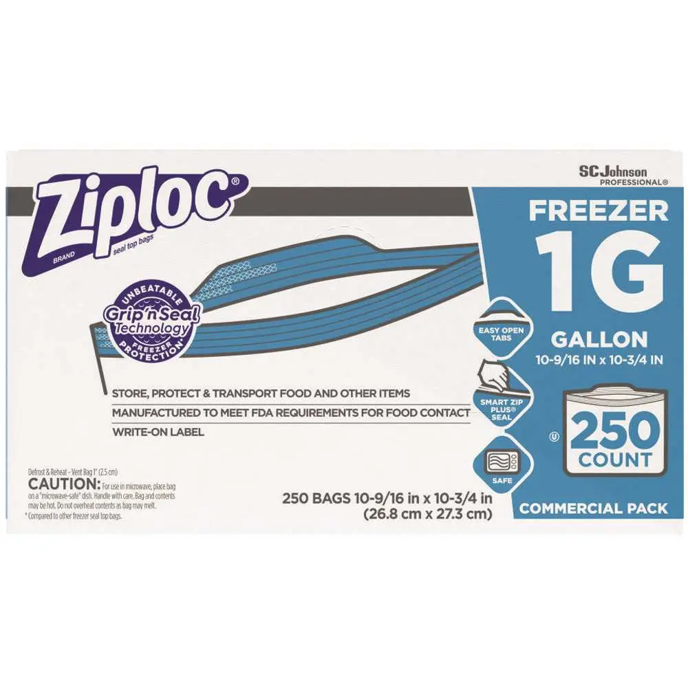 SC JOHNSON Ziploc Brand Seal Top Freezer Bags Gallon Clear - pack of 250 364937