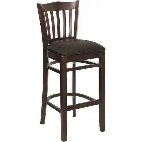 31 in. Black Vinyl Seat/Walnut Wood Frame Bar Stool 31 in. Black Vinyl Seat/Walnut Wood Frame Bar Stool