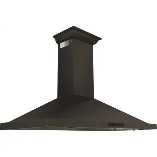 48 in. 400 CFM Convertible Vent Wall Mount Range Hood with Crown Molding in Black Stainless Steel