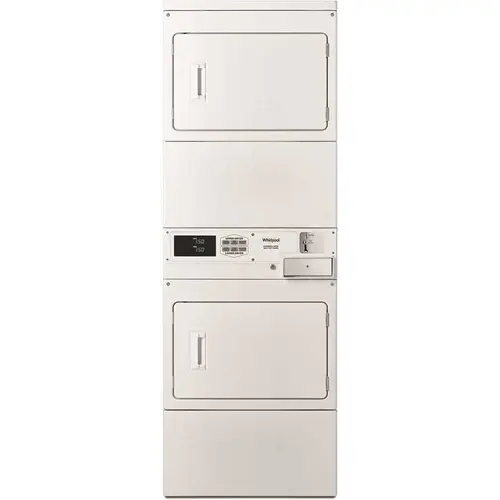 7.4 cu. ft. 240-Volt White Electric Double Stacked Commercial Dryer Coin Operated 7.4 cu. ft. 240-Volt White Electric Double Stacked Commercial Dryer Coin Operated