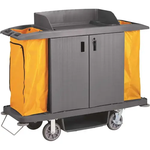 Large Housekeeping Cart with Doors Yellow