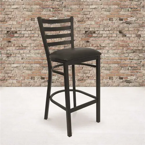 30 in. Black Cushioned Metal Bar Stool 30 in. Black Cushioned Metal Bar Stool