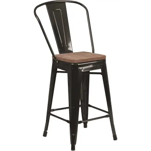 24.25 in. Black Metal Bar Stool 24.25 in. Black Metal Bar Stool
