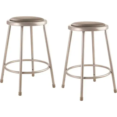 24 in. Grey Heavy-Duty Vinyl Padded Steel Stool 24 in. Grey Heavy-Duty Vinyl Padded Steel Stool