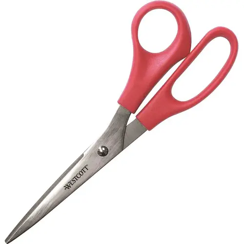 3.50 in. Red Stainless Steel Straight-Left/Right All Purpose Scissors