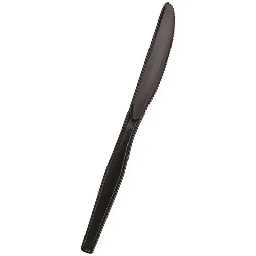 SmartStock Series-O Medium-Weight Black Disposable Polystyrene Plastic Knives - pack of 23040