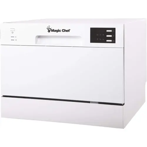 21 in. White Electronic Countertop 120-volt Dishwasher with 6-Cycles, 6 Place Settings Capacity 21 in. White Electronic Countertop 120-volt Dishwasher with 6-Cycles, 6 Place Settings Capacity