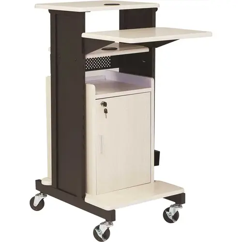 Premium Plus Presentation Cart with Storage Cabinet Black