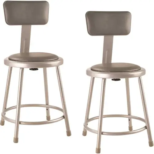 18 in. Heavy Duty Grey Vinyl Padded Steel Stool with Backrest 18 in. Heavy Duty Grey Vinyl Padded Steel Stool with Backrest