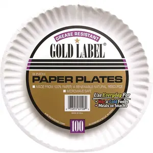 GREEN LABEL 271270 White Paper 9 in. Plates - pack of 1200