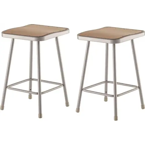 24 in. Grey Heavy-Duty Square Seat Steel Stool 24 in. Grey Heavy-Duty Square Seat Steel Stool