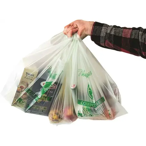 Green Reusable and Compostable Grocery Bag 16.5 in. x 19.5 in. 0.75mil - pack of 500 Green Reusable and Compostable Grocery Bag 16.5 in. x 19.5 in. 0.75mil - pack of 500