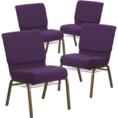 21 in. Royal Purple Fabric/Gold Vein Frame Church Chair 21 in. Royal Purple Fabric/Gold Vein Frame Church Chair
