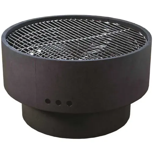 23.64 in. HotSpot Solid Base Revolver Fire Pit Black/Wood Grain