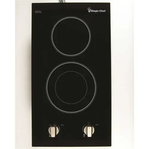 12 in. Radiant Electric Ceramic Glass Cooktop in Black with 2 Elements Including Dual Radiant Element