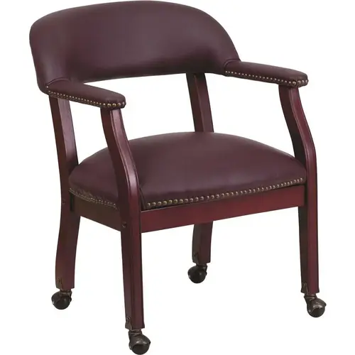 Faux Leather Cushioned Conference Chair in Burgundy Faux Leather Cushioned Conference Chair in Burgundy