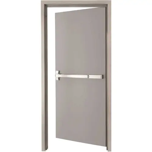 36 in. x 80 in. Fire-Rated Gray Right-Hand Flush Steel Prehung Commercial Door and Frame with Panic Bar and Hardware