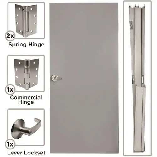 Armor Door VSDFPKD3680EL 36 in. x 80 in. Gray Left-Hand Outswing