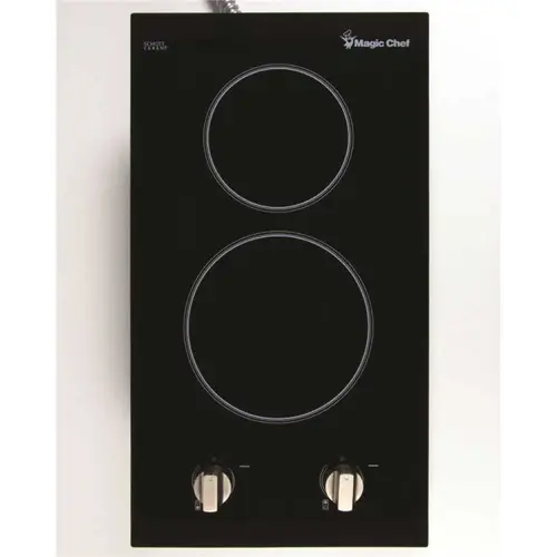 12 in. Radiant Electric Ceramic Glass Cooktop in Black with 2 Elements 12 in. Radiant Electric Ceramic Glass Cooktop in Black with 2 Elements