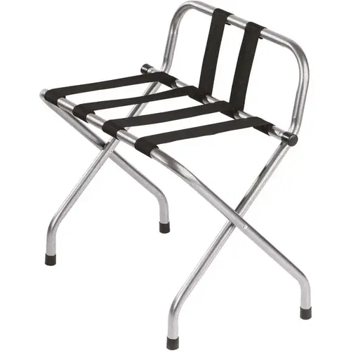 Powder Coated Metal Luggage Rack with Backrest Hammertone with Black Straps - pack of 4 Powder Coated Metal Luggage Rack with Backrest Hammertone with Black Straps - pack of 4