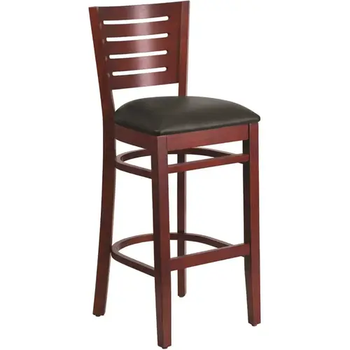 31.5 in. Black Vinyl Seat/Mahogany Wood Frame Bar Stool 31.5 in. Black Vinyl Seat/Mahogany Wood Frame Bar Stool