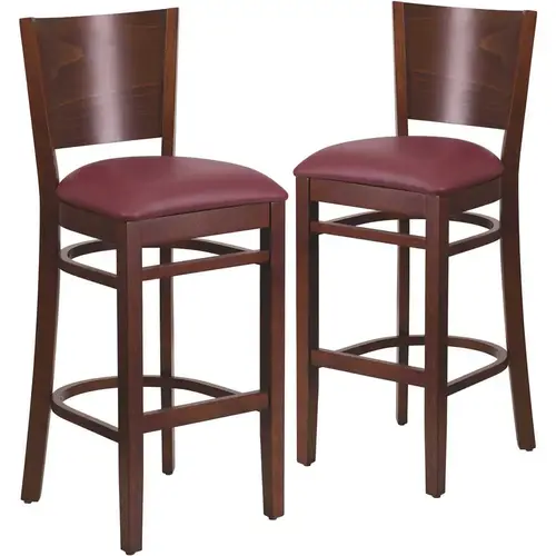 31.5 in. Burgundy Vinyl Seat/Walnut Wood Frame Bar Stool 31.5 in. Burgundy Vinyl Seat/Walnut Wood Frame Bar Stool