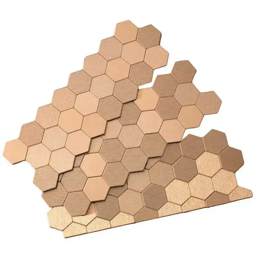 Honeycomb Matted 12 in. x 4 in. Brushed Champagne Metal Decorative Tile Backsplash (1 sq. ft.)